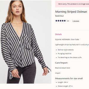 BLUE Free People Morning Striped Dolman